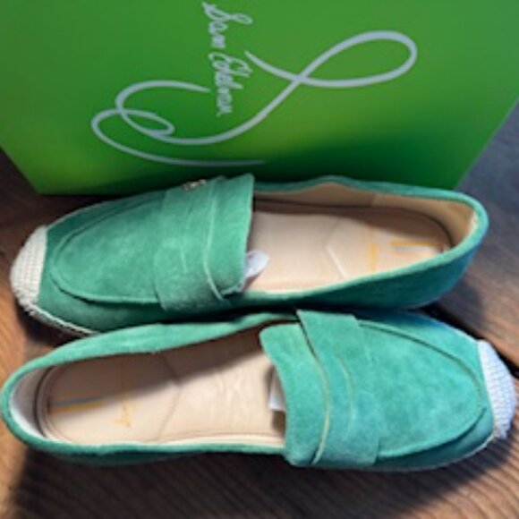 Sam Edelman Sz 8.5 M Green Kai Suede Espadrille Flat Loafer Shoes Slip On - Picture 7 of 12